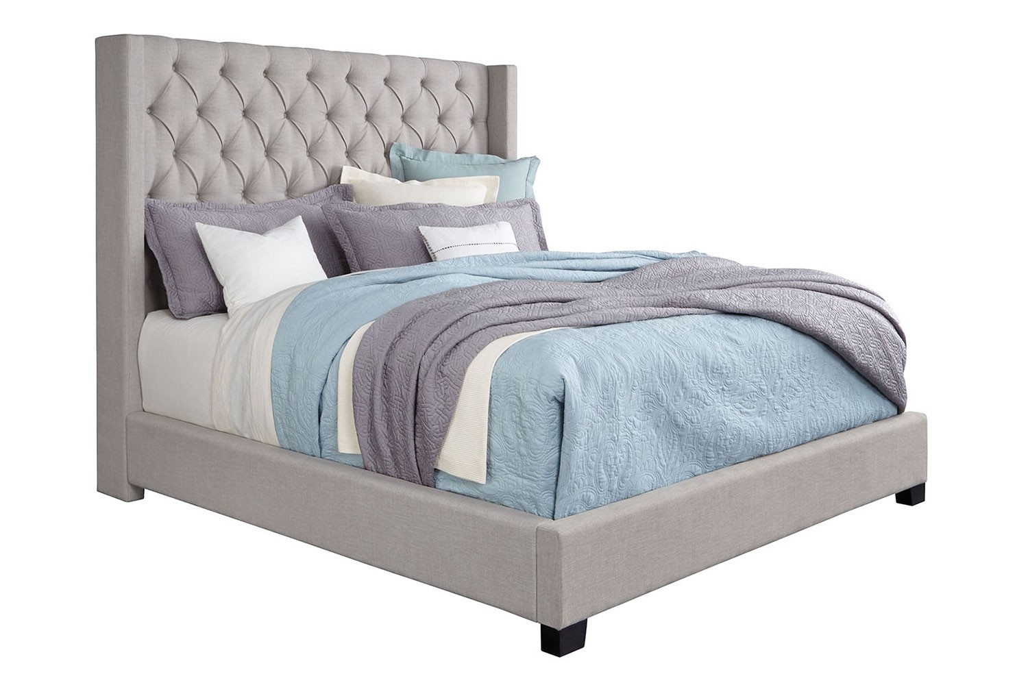 Westerly Upholstered Bed in Gray, Eastern King | Mor Furniture
