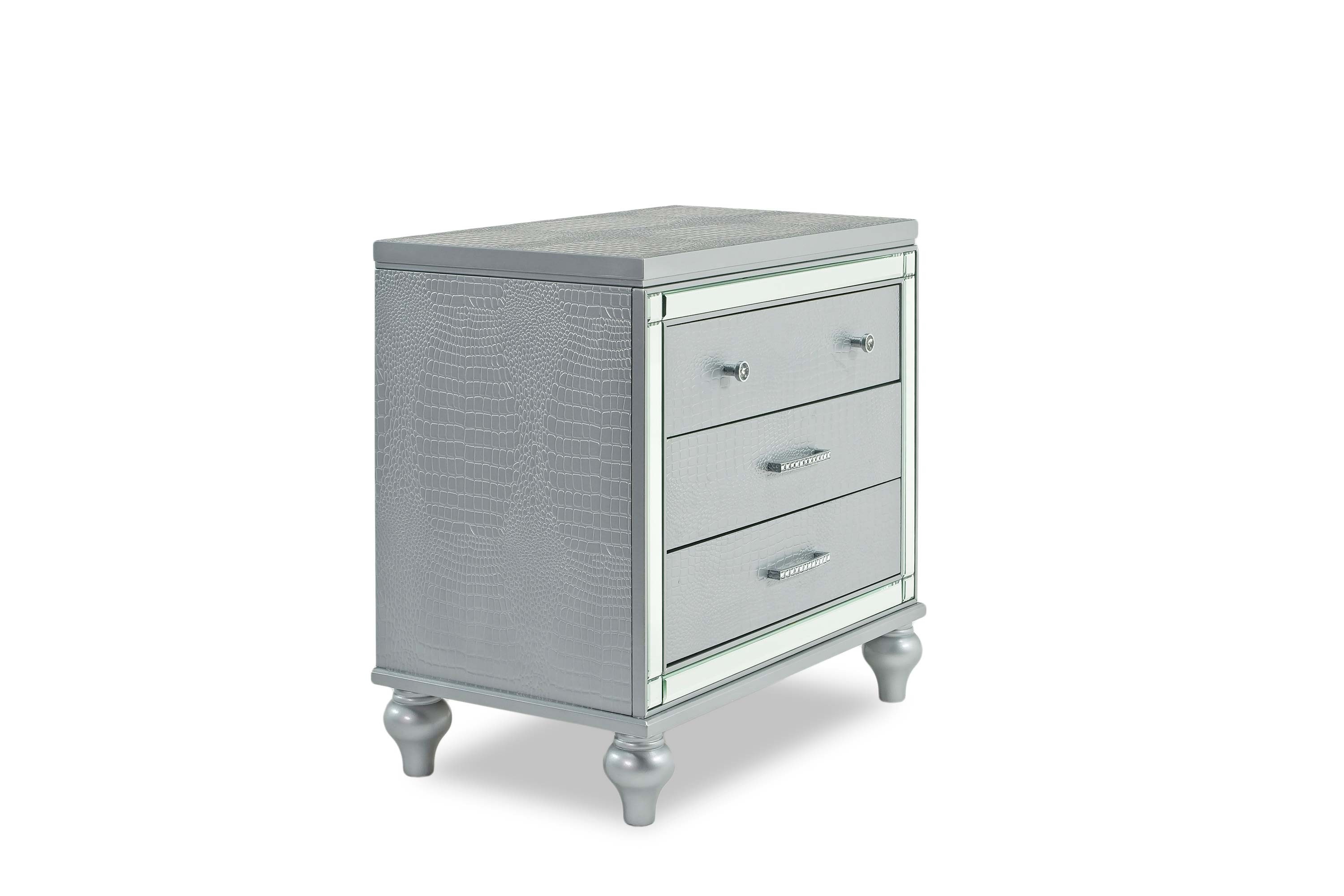 Valentino Nightstand In Silver Mor Furniture